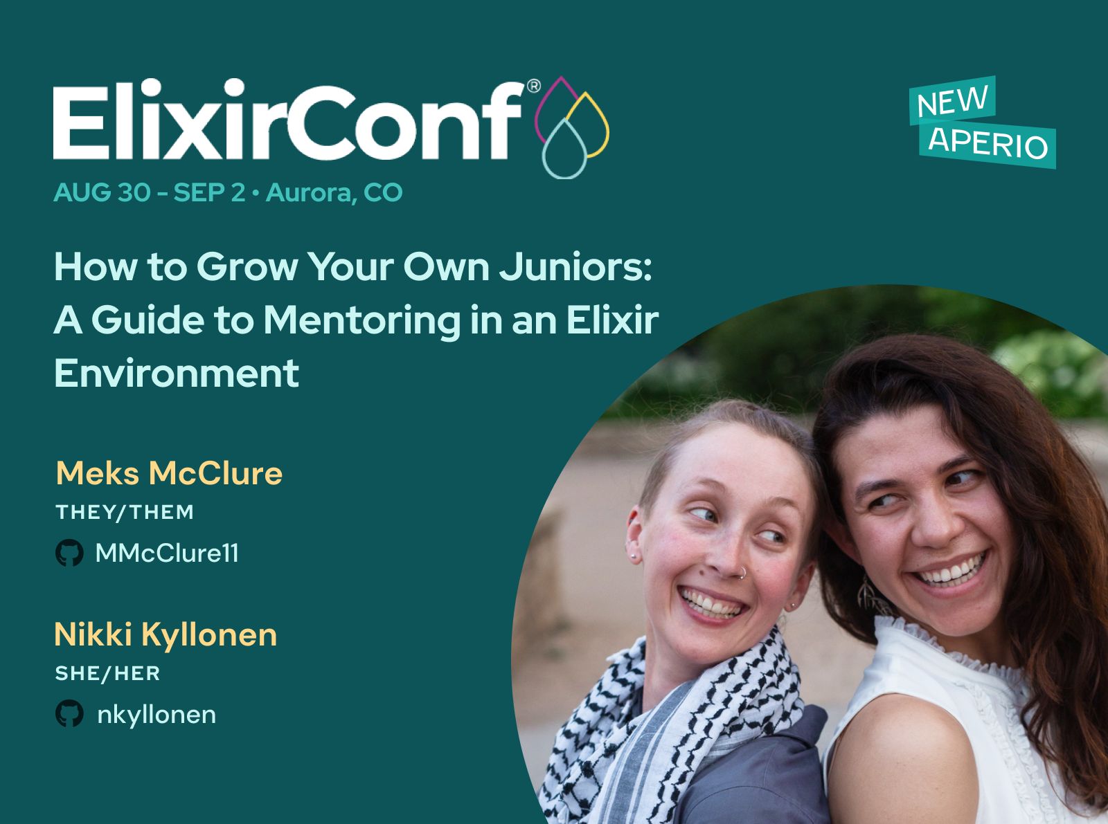 ElixirConf US 2022 speaker announcement featuring Meks McClure