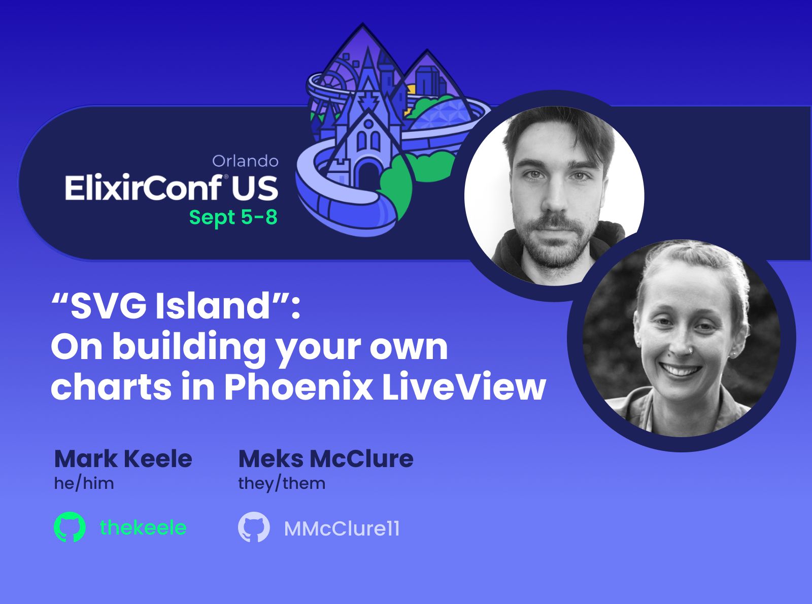 ElixirConf US 2023 speaker announcement featuring Meks McClure